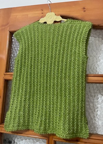 Yeşil Örgü Bohem Kadın Yelek - Görsel 14