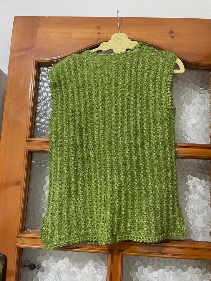 Yeşil Örgü Bohem Kadın Yelek - Görsel 3