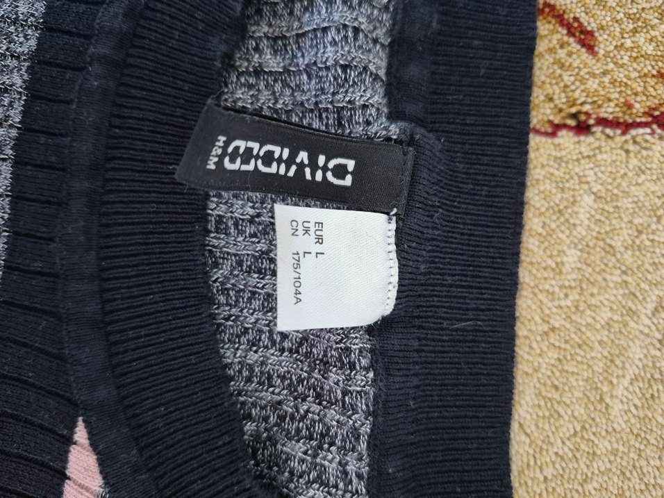 Gri Çizgili Triko Kadın Kazak - Görsel 2