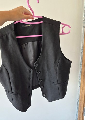 Düğmeli Siyah Kadın Yelek - Görsel 2