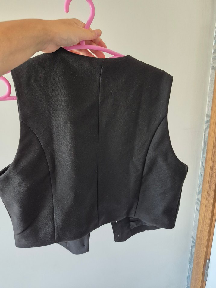Düğmeli Siyah Kadın Yelek - Görsel 3