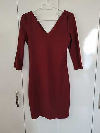 bordo kalem mini elbise
