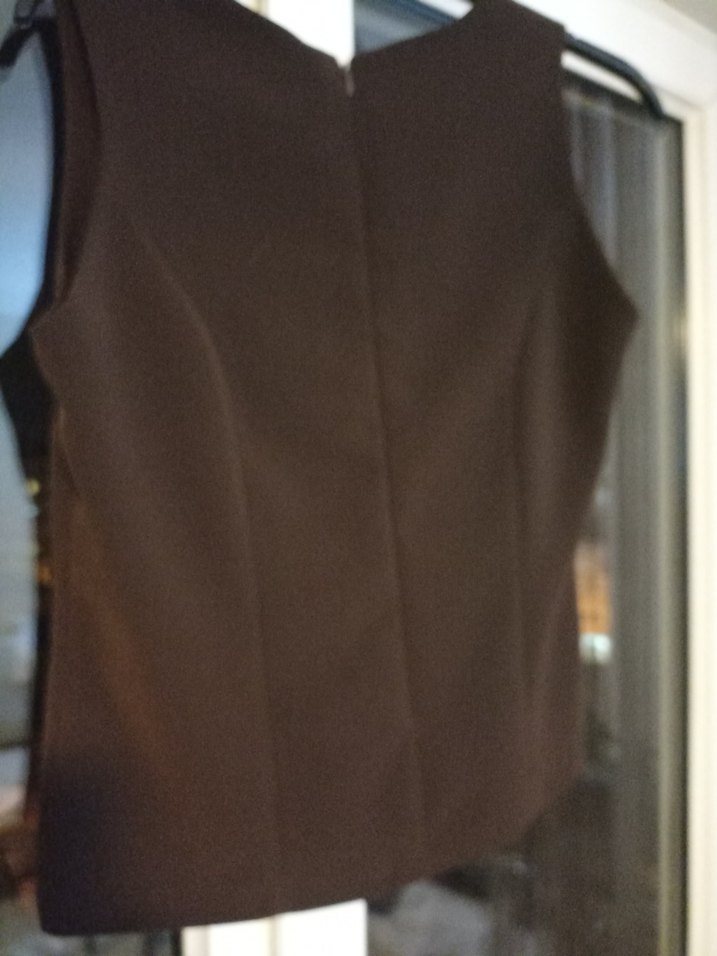 Drapeli Kolsuz Kahverengi Bluz - Görsel 5