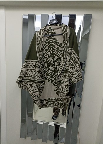 Bohem Gri Desenli Uzun Triko Hırka - Görsel 4