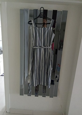 Gri Çizgili Uzun Askılı Kadın Elbise - Görsel 3