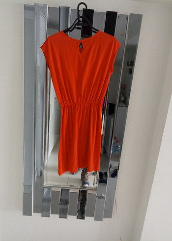 oranj Midi Kolsuz Pilili Elbise - Görsel 4