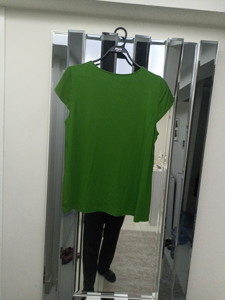 Yeşil Kadın Bluz, , Kısa Kollu, Fırfırlı - Görsel 5