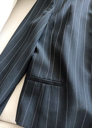 44 Beden siyah Renk Düğmeli Siyah Çizgili Kadın Blazer etek ceket dopiyes