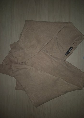 V Yaka Mavi Triko Kadın Bluz - Görsel 4