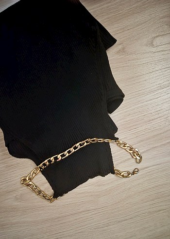 Zincir Detaylı Siyah Kadın Body Zinciri - Görsel 2