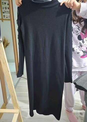 Siyah Uzun Kollu Triko Elbise - Görsel 3