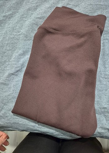 Kahverengi Pilili Kadın Spor Tayt - Görsel 4