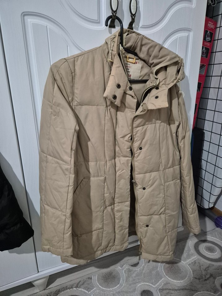 Bej Düğmeli Midi Kadın Kışlık Ceket - Görsel 3