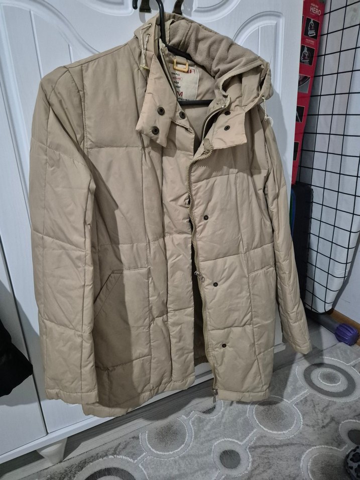 Bej Düğmeli Midi Kadın Kışlık Ceket - Görsel 2