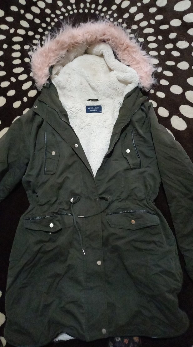 Düğmeli Uzun Kadın Mont Gri - Görsel 2