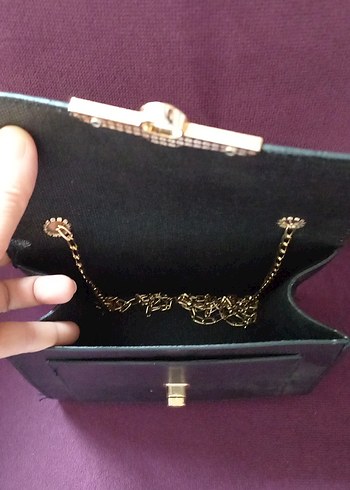 Klasik Siyah Deri Kadın Çanta - Görsel 2