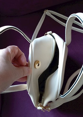 Beyaz Minimalist Deri Kadın Çanta - Görsel 4