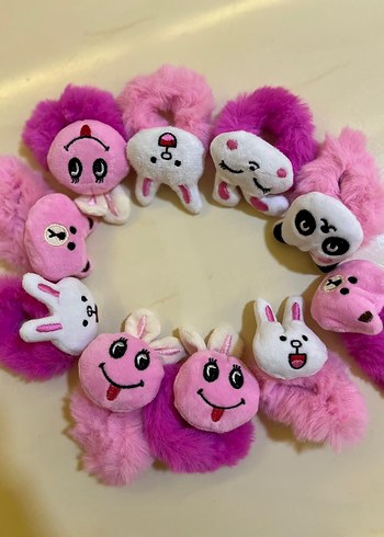 Renkli Nakışlı Peluş Çocuk Saç Tokası