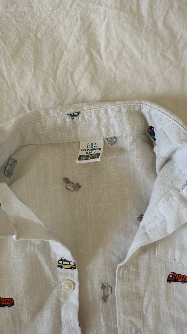 Gri Düğmeli Kısa Kollu Erkek Bebek Takımı - Görsel 4