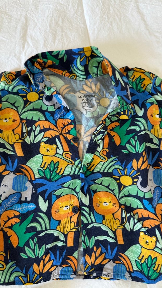 Gri Düğmeli Kısa Kollu Erkek Bebek Takımı - Görsel 2