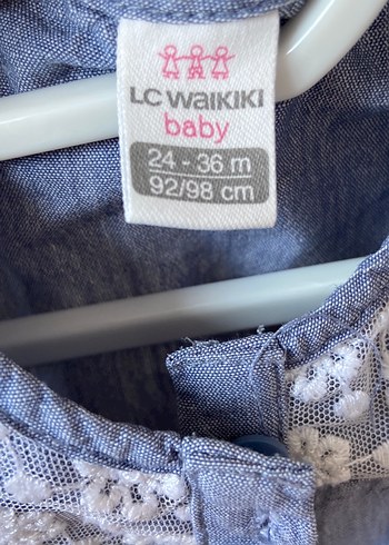 24-36 Ay Beden Nakışlı Mavi Kız Kot Tulum
