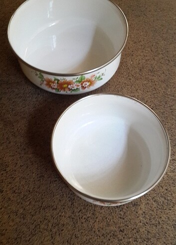 Beden VİNTAJ EMAYE İKİLİ SAHAN (19 VE 15 CM)