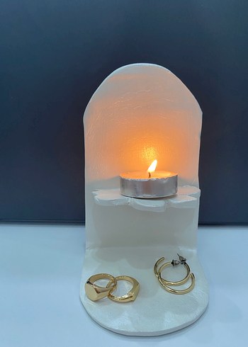 Beyaz Mumluk ve Takı Tutucu - Görsel 2