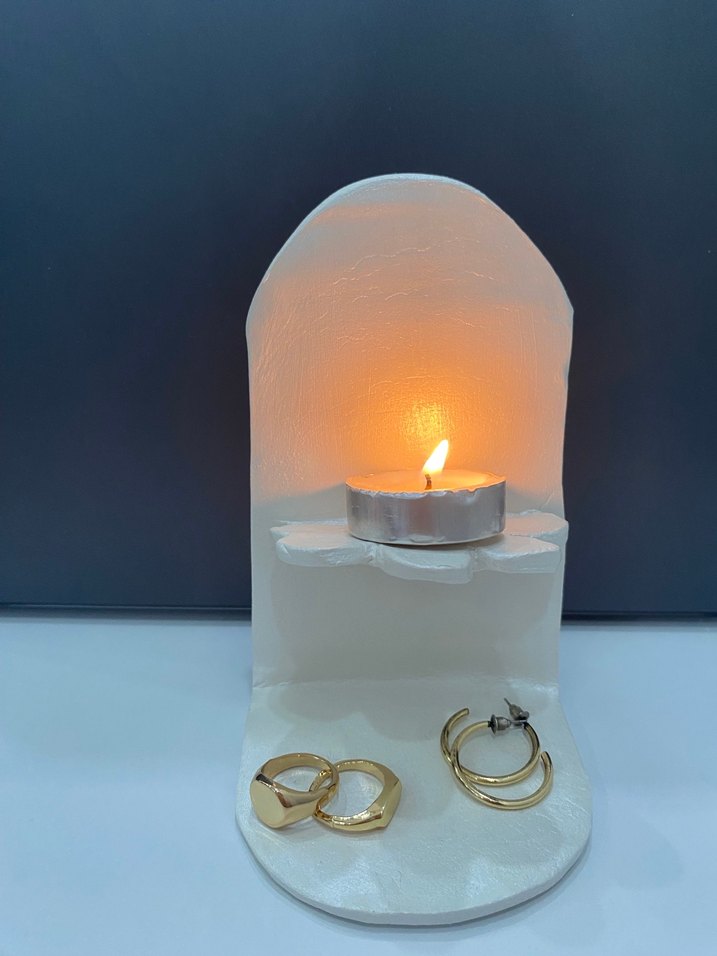 Beyaz Mumluk ve Takı Tutucu - Görsel 2