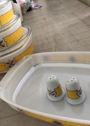 Arkopal Sarı Desenli Cam Kapaklı Saklama Kapları Seti - Görsel 2