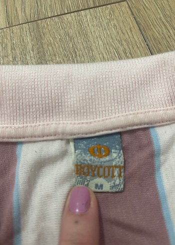 Erkek Bej Çizgili Uzun Kollu Polo Tişört - Görsel 2