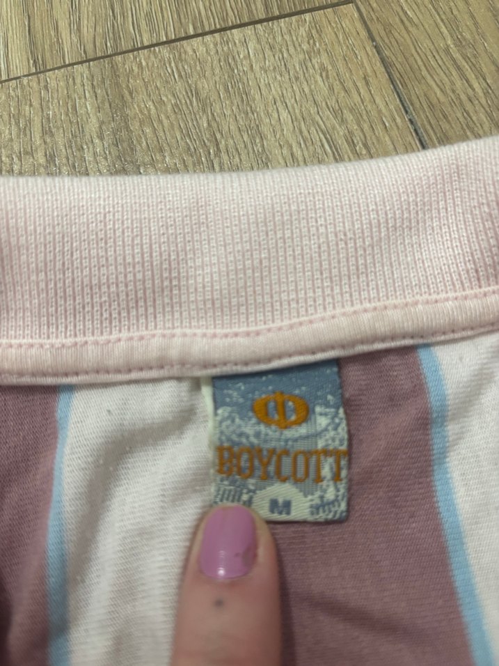 Erkek Bej Çizgili Uzun Kollu Polo Tişört - Görsel 2