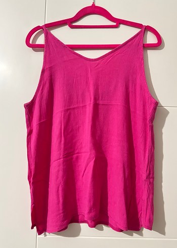 Kadın Pembe Keten V Yaka Atlet - Görsel 2