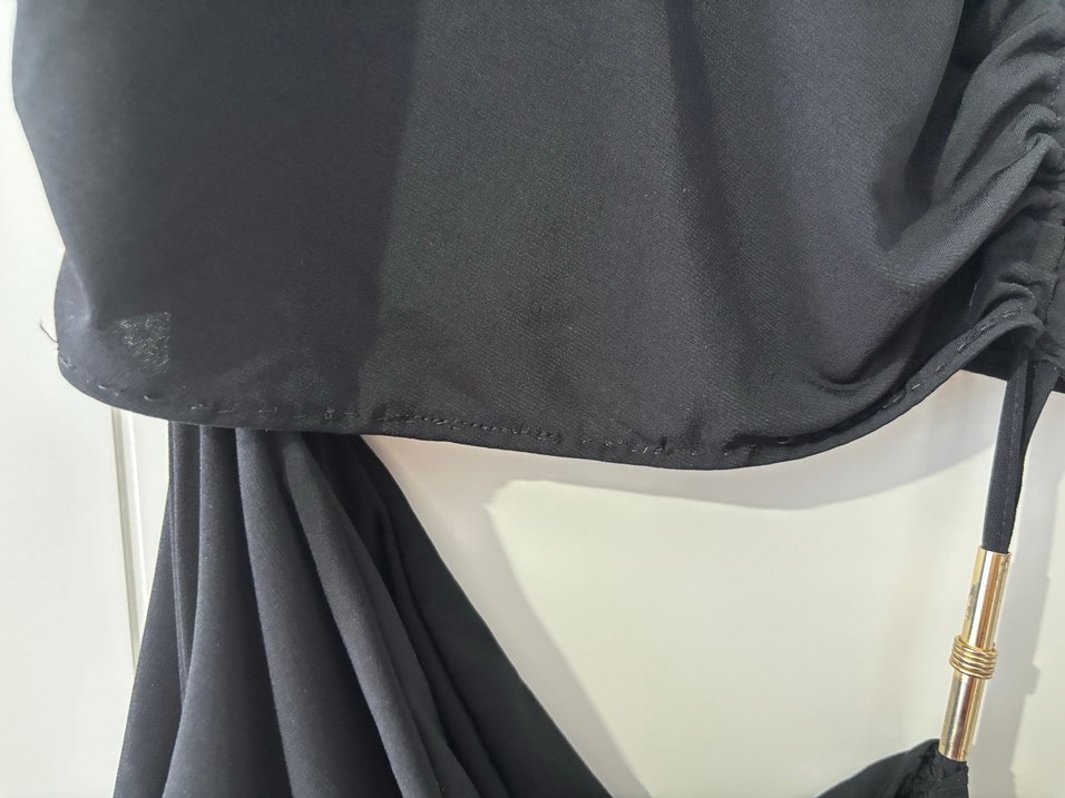 Trendyolmilla Siyah Drapeli Uzun Elbise - Görsel 5