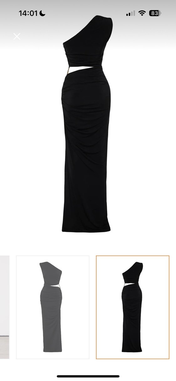 Trendyolmilla Siyah Drapeli Uzun Elbise - Görsel 3