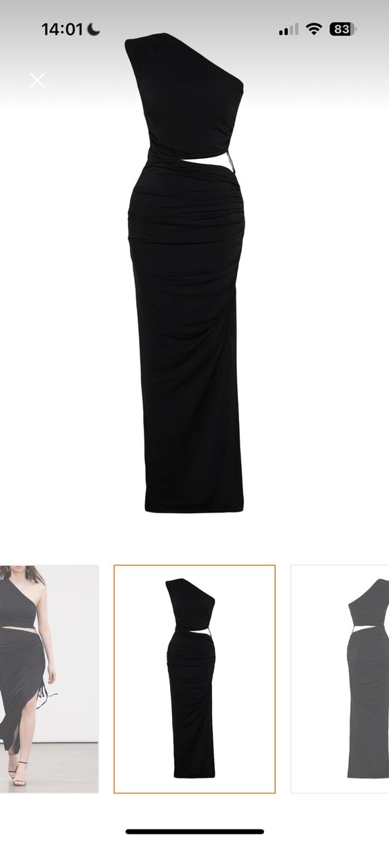 Trendyolmilla Siyah Drapeli Uzun Elbise - Görsel 2