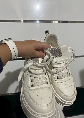 39 Beden Beyaz Platform Topuklu Kadın Spor Ayakkabı
