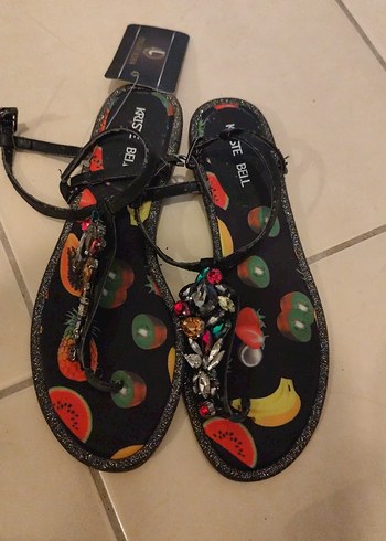 Renkli Baskılı Kadın Sandalet