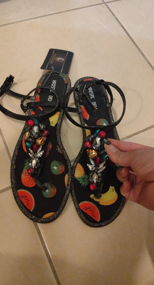 Renkli Baskılı Kadın Sandalet - Görsel 2