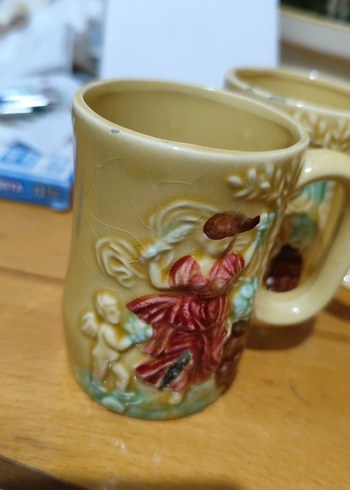 Pastel Sarı Rölyefli Seramik Sürahi ve Bardak Seti - Görsel 8