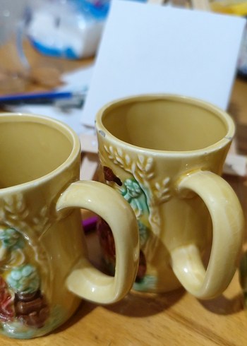 Pastel Sarı Rölyefli Seramik Sürahi ve Bardak Seti - Görsel 7