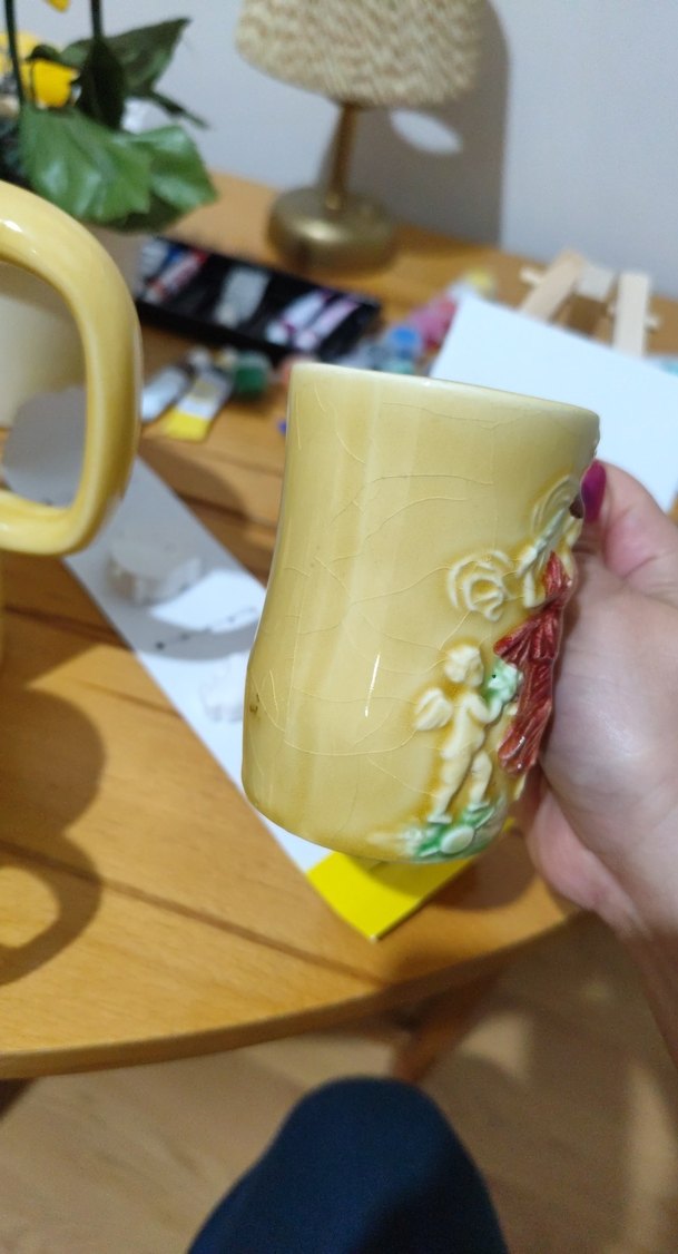 Pastel Sarı Rölyefli Seramik Sürahi ve Bardak Seti - Görsel 5