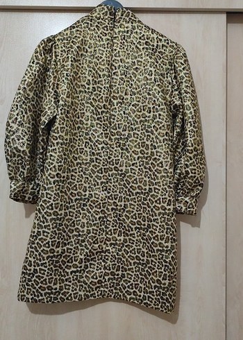 Leopar Desenli Karpuz Kollu Şık Elbise - Görsel 4