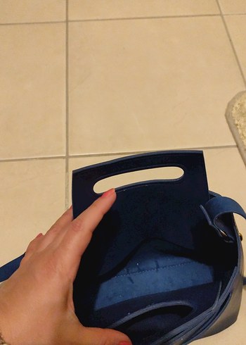 Koyu Mavi Deri Minimalist Kadın Çanta - Görsel 2