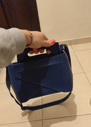 Koyu Mavi Deri Minimalist Kadın Çanta - Görsel 3