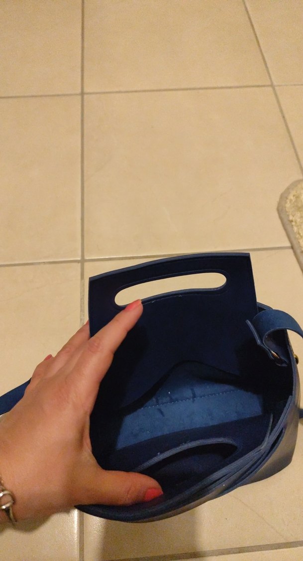 Koyu Mavi Deri Minimalist Kadın Çanta - Görsel 2