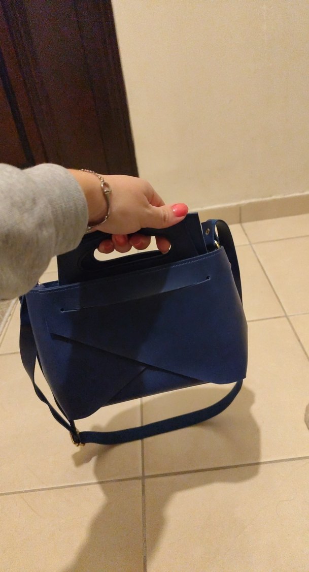 Koyu Mavi Deri Minimalist Kadın Çanta - Görsel 3