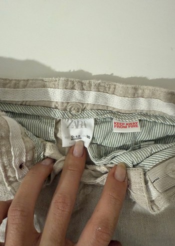 Bej Keten Düğmeli Erkek Şort - Görsel 2