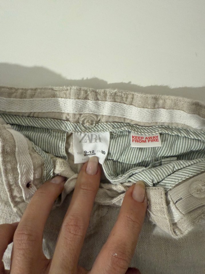 Bej Keten Düğmeli Erkek Şort - Görsel 2