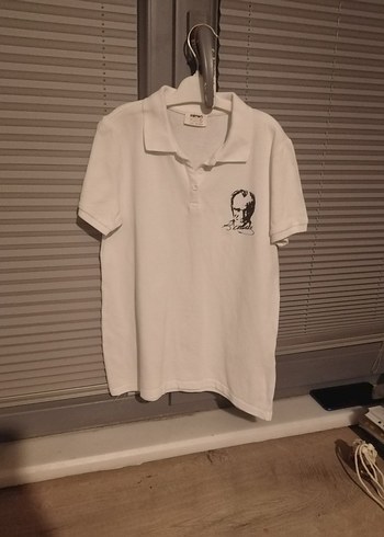 Gri Baskılı Beyaz Erkek Polo Tişört