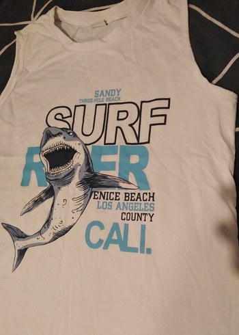 Beyaz Baskılı Erkek Çocuk Kolsuz Tişört - Görsel 2